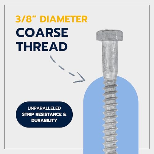 3/8 x 3-1/2 (50 Pack) Lag Screw Kit, 50 Screws and 50 washers, Hot Dip Galvanized, Meets ASME B18.2.1 Industrial/Commercial Grade by Makers Bolt - size: 3/8 x 3-1/2