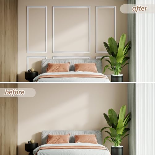 Peel and Stick Wall Molding Kit, Accent Wall Panels for Interior Wall Decor with Double-Sided Tape, 3 Set Pre-Cut PS Wainscoting Panels (50 * 40 in) - size: 50x40, style: T40-1