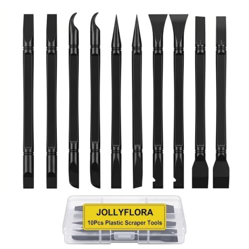 10Pcs Plastic Scraper Tools with Storage Case, Car Detailing Tools Kit, Multi-Purpose Cleaning Sticks for Tight Gaps, Removing Stickers, Labels, Grease & Dirt, Black - color: Black