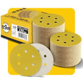100PCS 6 Inch 150 Grit 150mm 6 Hole Sanding Discs Sandpaper - Premium Gold Round Hook and Loop for Random Orbital Sander - Ideal for Wood, Metal, Automotive - style: 150 Grit - 100 Pack