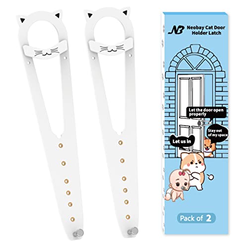 Neobay Cat Door Latch with Stabilizer, Keeps Dogs Out of Litter Box - color: White 2 Packs