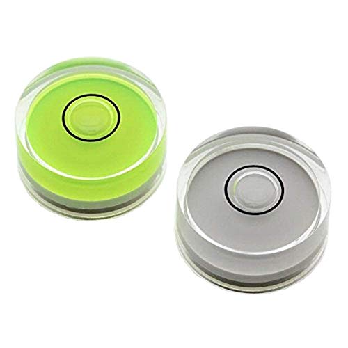 Driak 4 Pieces 15x8mm/0.6"x0.31" Plastic Vial Acrylic Housing Round Green and White Colour Mini Spirit Level Bubble Mini Bullseye Level Mini Tripod Level Tool Can Use for All Kinds of Miniature Level - color: Green and White