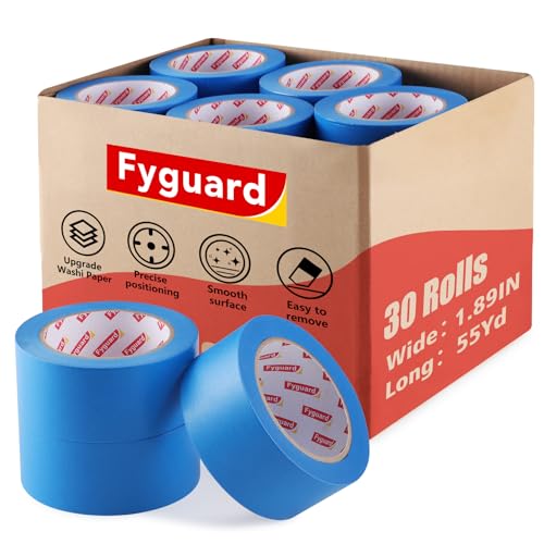 30 Rolls Blue Painters Tape 2 Inch Wide Bulk Masking Tape for Wall Painting - size: 30rolls/2in（L)
