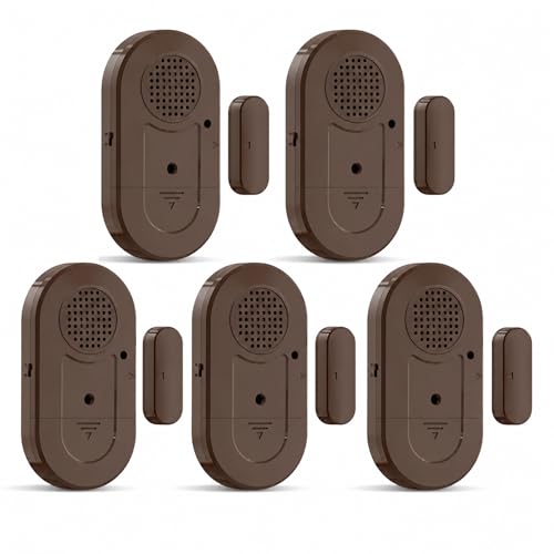 Sanjie Door Window Alarm Sensors, 5 Pack, 125dB, Volume Control - color: Brown