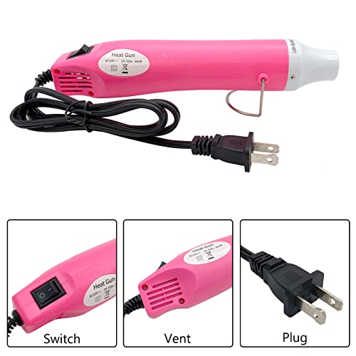Heat Gun, Mini Hot Air Gun for DIY Crafts Portable Heat Air Gun Tool for Embossing Shrink Wrapping Drying Paint - color: Pink