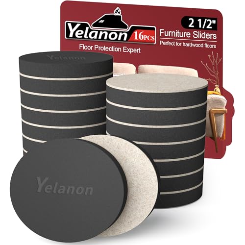 Yelanon Felt Furniture Sliders 16 Pcs 2.5" Round for Hardwood & Tile - size: 16pcs 2.5"