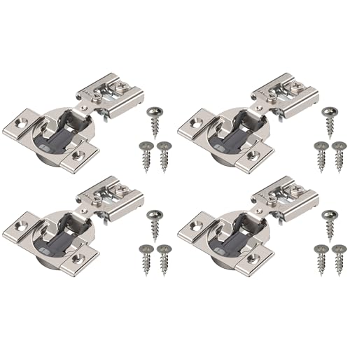 Blum Compact BLUMOTION Hinge (2 Kits), 1/2" Overlay, 105° Opening Angle, Steel, Integrated Soft-Close Hinges for Face Frame Cabinets - size: 2 KITS, style: With Screws