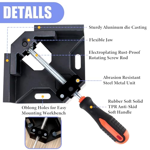 Corner Clamp 4pcs 90 Degree Right Angle Clamp - color: Black