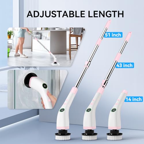 Electric Bathroom Cleaning Brush Cordless Shower Scrubber SD-CTB01 - color: Pink