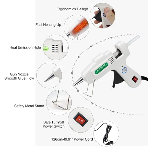 SHJADE Hot Glue Gun with 30 Glue Sticks, 20W Mini Hot Melt Gun Kit(White) - color: White-new Packaging