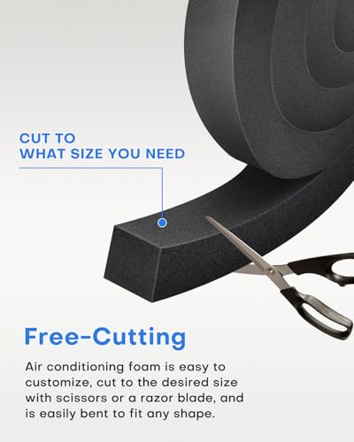 2Packs Air Conditioner Foam Tape with Adhesive, 1''X1''X 6.5 Ft Window Weather Stripping, High Resilience Ac Window Seal Kit Foam Insulation for Winter Summer (6.5ft X 2 Rolls, Black) - color: 2 PCS, size: 1''X1'' Black