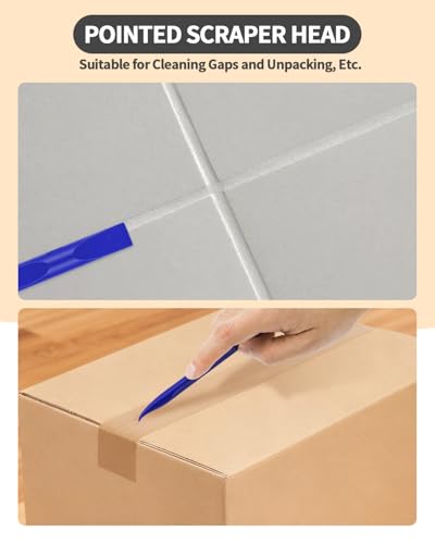 12 PCS Carbon Fiber Plastic Scrapers Tool, Non-Scratch Scraper Tool for Tight Spaces, Multi-Purpose Label Scraper Pen-Shaped, for Car Cleaning Supplies, Kitchen, Crevices, Stains (Blue) - color: Blue