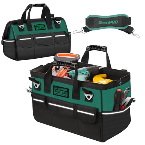 GRENPRO 13.5" Small Tool Bag Organizer, Wide Mouth Portable Toolbox - size: 14 Inch Soft Bottom