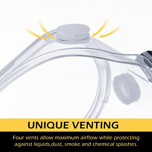Yunsailing Protective Safety Goggles Lab Over Glasses Clear Anti Fog Eye Protection Goggles for Men Women - color: Clear, Black