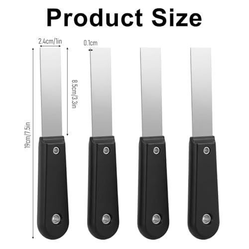 4 PCS Small Putty Knife 1 Inch Putty Knife, Putty-Scraper | Stainless Steel Flexible Spackle Knifes, for Patching Painting Taping Decals Drywall Wall Paper Scraping Coating