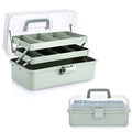BTSKY 3-Layer Plastic Dividing Storage Box Craft Organizer and Storage - color: Haze Green