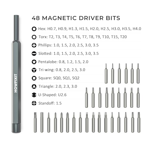 HowFixit PRO 48 Bit Precision Screwdriver Set for iPhone, Smartphone, MacBook, Laptop, Tablet, Camera, Switch, PS5, Xbox, Game Console & Controller Repair