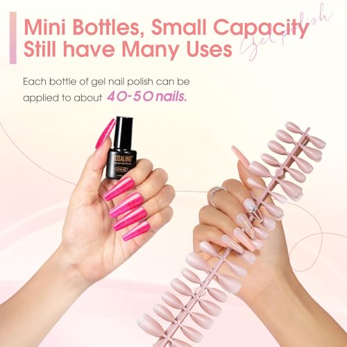 ROSALIND 30pcs Jelly Gel Polish Set, 26 Colors Translucent Nude Pink Gel | Sheer Gel Nail Polish Set with Matte Glossy Glitter Effects, Nails with Base Gel Top Coat, Salon DIY Home - color: Colorful Jelly