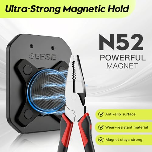 SEESE Strong Magnetic Tool Holder: Magnetic Belt Clip for Power Tools & Hand Tools, Anti-Fall Secure Grip for Home Improvement, Workshop, Electrician