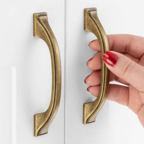 3 Inch Antique Brass Cabinet Pulls Arch Drawer Handles 10 Pack P2409 - color: Antique Brass, size: 3" Hole Centers-10 Pcs