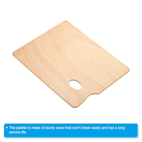 PATIKIL 9"x12" Wooden Paint Palette, 2 Pack Wood Painting Palette Color Mixing Square Paint Tray Palette with Thumb Hole for Oil Watercolor Artist, Wood Color - size: 9" x 12"
