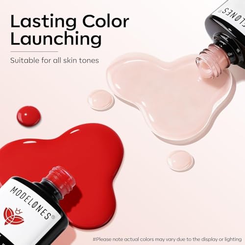 modelones French Tip Gel Nail Polish, 2Pcs 15ML Red Jelly Nude - color: A1-Rosy Affair