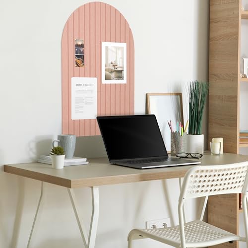Large Arched Felt Bulletin Board - 6 Customizable Adhesive Tiles with Pins - color: Pink