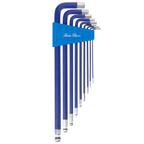 Bates- Long Allen Wrenches Set, 9 Pack, 3.5" to 9" Length, Blue, Metric Hex Key Set (1.5mm to 10mm), Long Allen Wrench Set with Exrta Long Arm and Ball End for Precision, Mechanics, DIY, Home Repairs