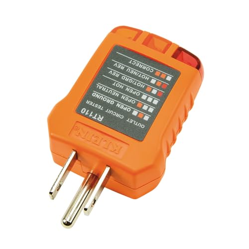 Klein Tools RT110 Outlet Tester, AC Electrical Receptacle Tester for North American Outlets - size: Receptacle Tester