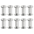 PATIKIL Hex Chicago Screws, 10 Set Binding Screw Posts M6 x 15 mm Connecting Hex Drive Socket Cap Bolt Nuts for Scrapbook Leather Belt Album Photo Furniture Repair, Silver - size: M6 x 15