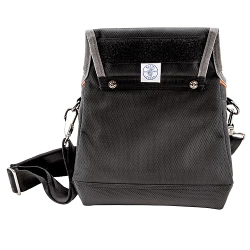 Klein Tools 5243 Tradesman Pro Tool Pouch with Padded Shoulder Strap, Reinforced Bottoms and Electrical Tape Thong, 15-Pocket - style: 15-Pocket Pouch
