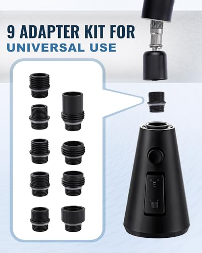 ALEASHA Pull Down Kitchen Faucet Head Replacement,3-Function Sink Spray Nozzle with 9 Adapters,Compatible with Moen,American Standard,Delta,Kohler Faucets,Matte Black - color: Matte Black