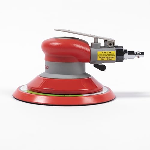 Pneumatic random orbital sander 6-inch light weight palm sander 3/16" (5 mm) diameter orbit 12000 RPM - style: 6in Non-Vacuum
