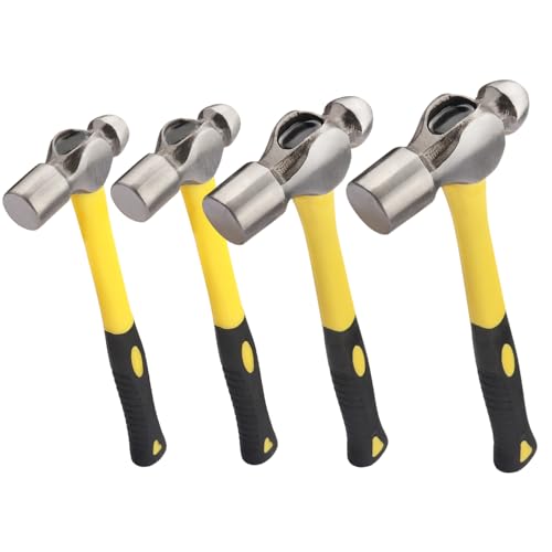4 PCS Ball Pain Hammer Set, 16oz+24oz+32oz+40oz, Sheet Metal Hammer, Ball-Peen Hammer with Forged Steel Head and Rubber Handle, by GENHAKON. - size: 4 PCS 16oz+24oz+32oz+40oz
