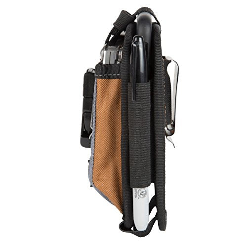 Dickies 2-Compartment Large Phone Pouch, Universal-fit Steel Clip for Tool Belt, Security Strap Over Phone, Carabiner for Quick-Clip Key Storage