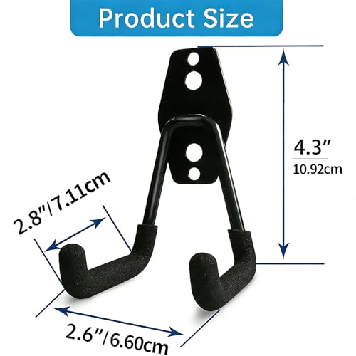 GeeWatom 2 Pack Garage Storage Utility Hooks，Garage Garden Tool Organizer，Steel Wall Mount Hooks, Garden Small U Hooks (Matte Black) - color: Matte Black