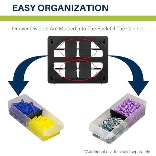 Akro-Mils 16-Drawer Plastic Cabinet for Garage Organization, Beads, Makeup Organizer, Building Bricks Storage, Teacher Toolbox, 10-1/2" W x 6-1/2" D x 8-1/2" H, 10716 Black (Pack of 4) - size: 16 Drawer (Pack of 4)
