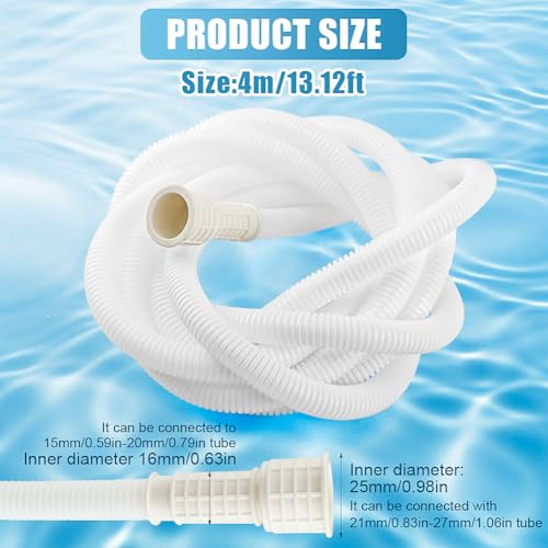 Dehumidifier Drain Hose with Cuttable Rubber Adapter and Connect Clamp, Air Conditioner Drain Hose, Universal Flexible AC and Dehumidifier Replacement Hose(Color:4m/13.12ft)