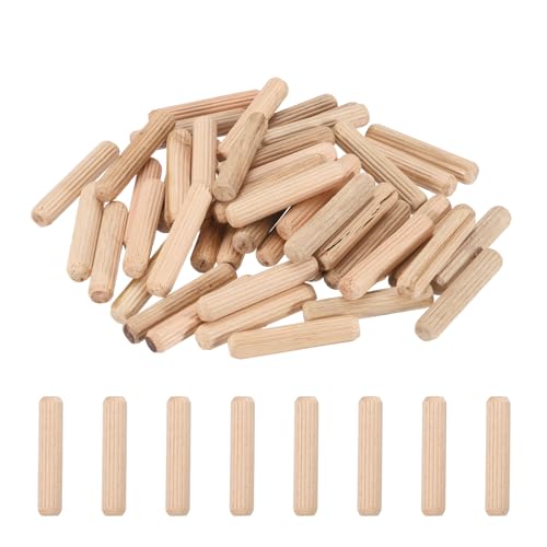 PATIKIL 95 Pcs Wood Dowel Pins 5/16" x 1 1/2" Fluted Wooden Dowels Hardwood Pegs for Woodworking Furniture DIY Crafts Projects Door Art - size: 5/16" x 1 1/2"