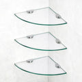 3 Pack Glass Corner Shower Shelves, Tempered Floating Glass Shelves Wall Mount, Shower Caddy Organizer, Bathroom Corner Shelf with Zinc Alloy Brackets for Bathroom, Kitchen, Living Room - size: 3 PACK Without Rail