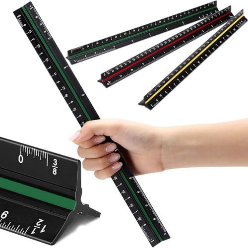 Macarrie 10 Pcs Architectural Scale Ruler 12" Engineers Scale Set, 3 Colors - color: 3 Colors
