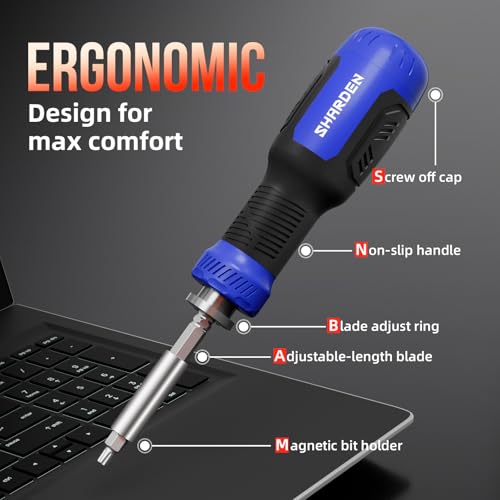 SHARDEN Multi ScrewDriver Set 26 in 1 All in One Adjustable Screw Driver - color: Blue, size: Extendable-NonRatchet