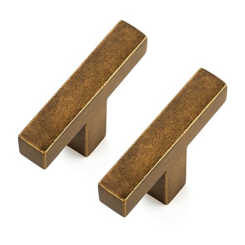 Ravinte Antique Brass Cabinet Handles Cabinet Pulls Single Hole 5 Pack | Zinc Alloy, Slim Square Bar Grip, Smooth Drawer Pull Feel, Kitchen Cabinet Update, For Cupboards, Dressers, Drawers, Hardware - color: Antique Brass, size: Single Hole