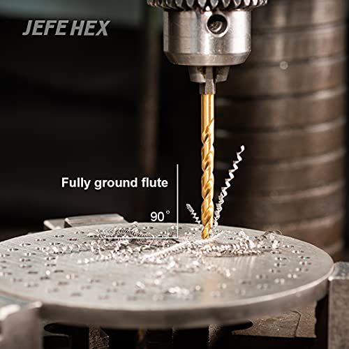 JEFE HEX 1/8" Hex Shank Drill Bits - 12 PCS HSS Titanium Drill Bits with Quick Change Shank Impact Driver Twist Drill Bit Set - size: 1/8" (12 pcs)