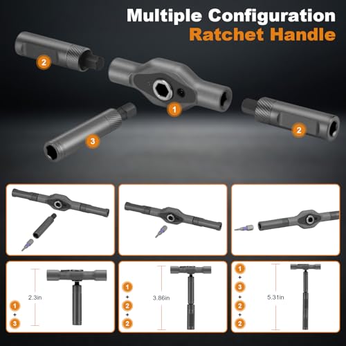THINKWORK 42 in 1 Ratchet Screwdriver Set, Magnetic Bit Screwdriver Set With Detachable Ratchet Handle, Repair Tool Kit for furniture, computer, bicycle and DIY free Combination