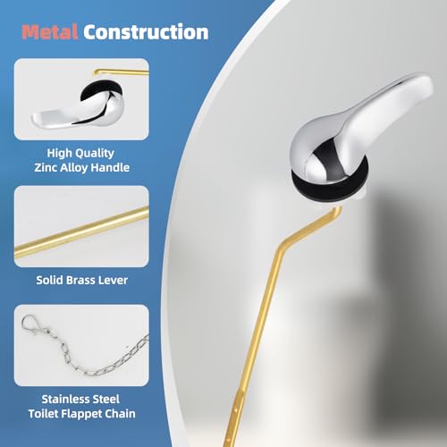 iFealClear Universal Metal Toilet Tank Flush Lever Replacement, Side Mount Toilet Handle, Toilet Trip Lever Fits Most Angle Mount Toilets, Stainless Steel Chain, Chrome - color: Chrome, style: Side Mount Design
