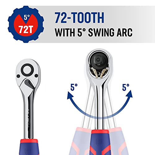 WORKPRO 1/4" Drive Ratchet Wrench, 72-Tooth Reversible - size: 1/4"