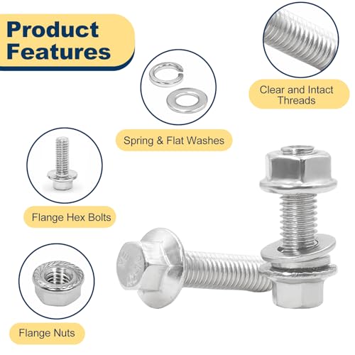 M8-1.25 Flange Bolt & Nut (16/20/25/30/35mm) Kit Stainless 192Pcs - size: SS Metric M8