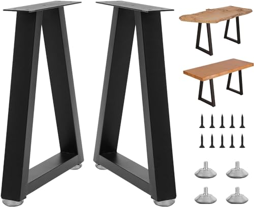 22 Inch Metal Desk Table Legs, Trapezoid Metal Coffee Table Legs,Heavy Duty Industrial Dinning Desk Leg with Adjustment Feet Pads (Bear Up to 800lb) - size: 22 '' Trapezoid