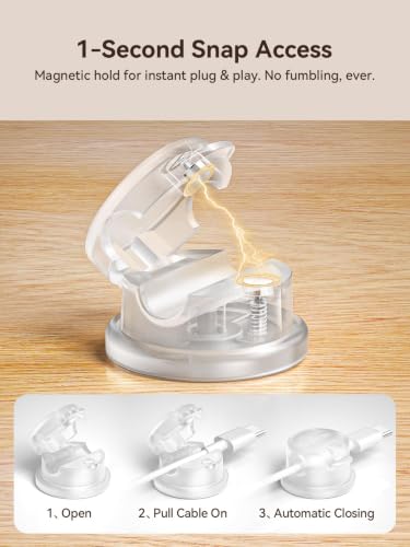 NEWDERY 6pc Magnetic Cable Clips Cord Organizer Cord Holder for Nightstand